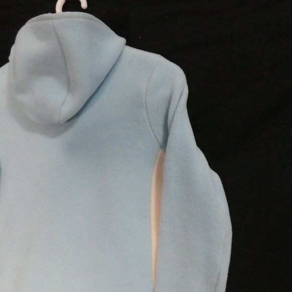 GAP | small | Light Blue Zip-Up Fleece Hoodie | White Side Panels | Zip Pockets - Picture 12 of 15
